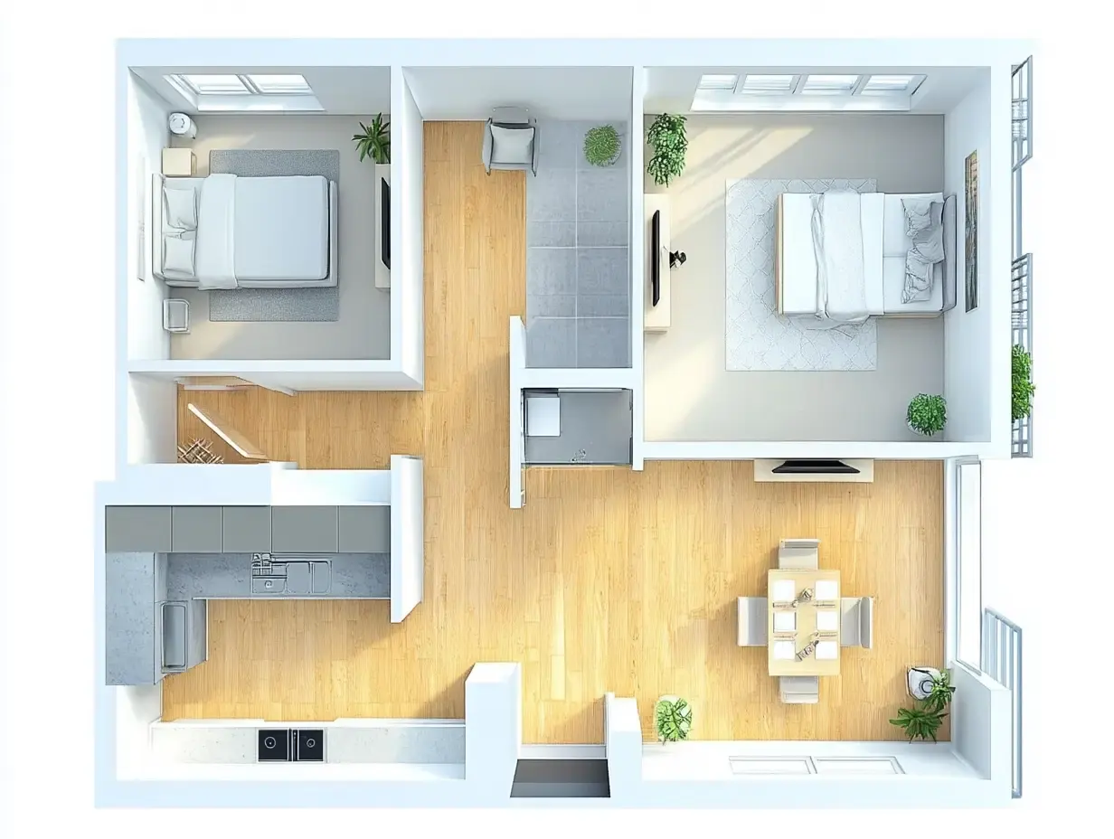 Floorplan of a 2 bed flat