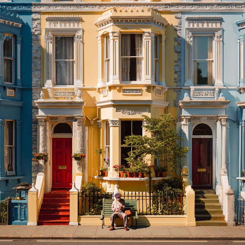 Man sitting on a bench outside his flat
