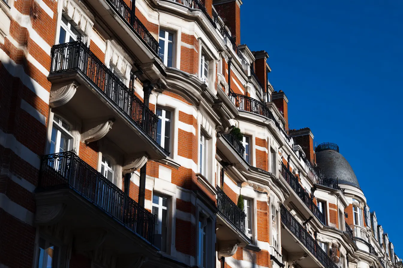 Attractive red brick Victorian mansion block building