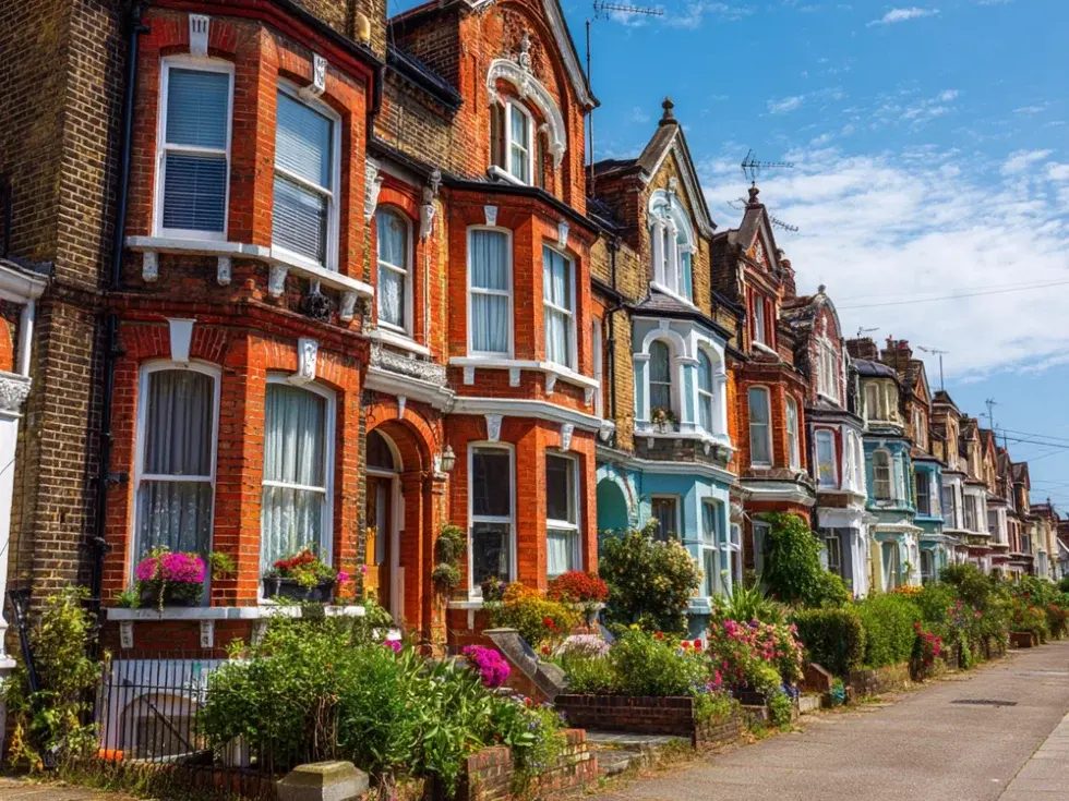 Row of Victorian houses converted to flats