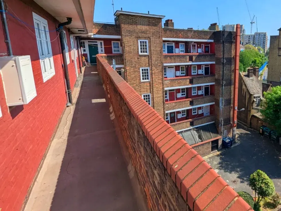 Top floor of deck access council flat