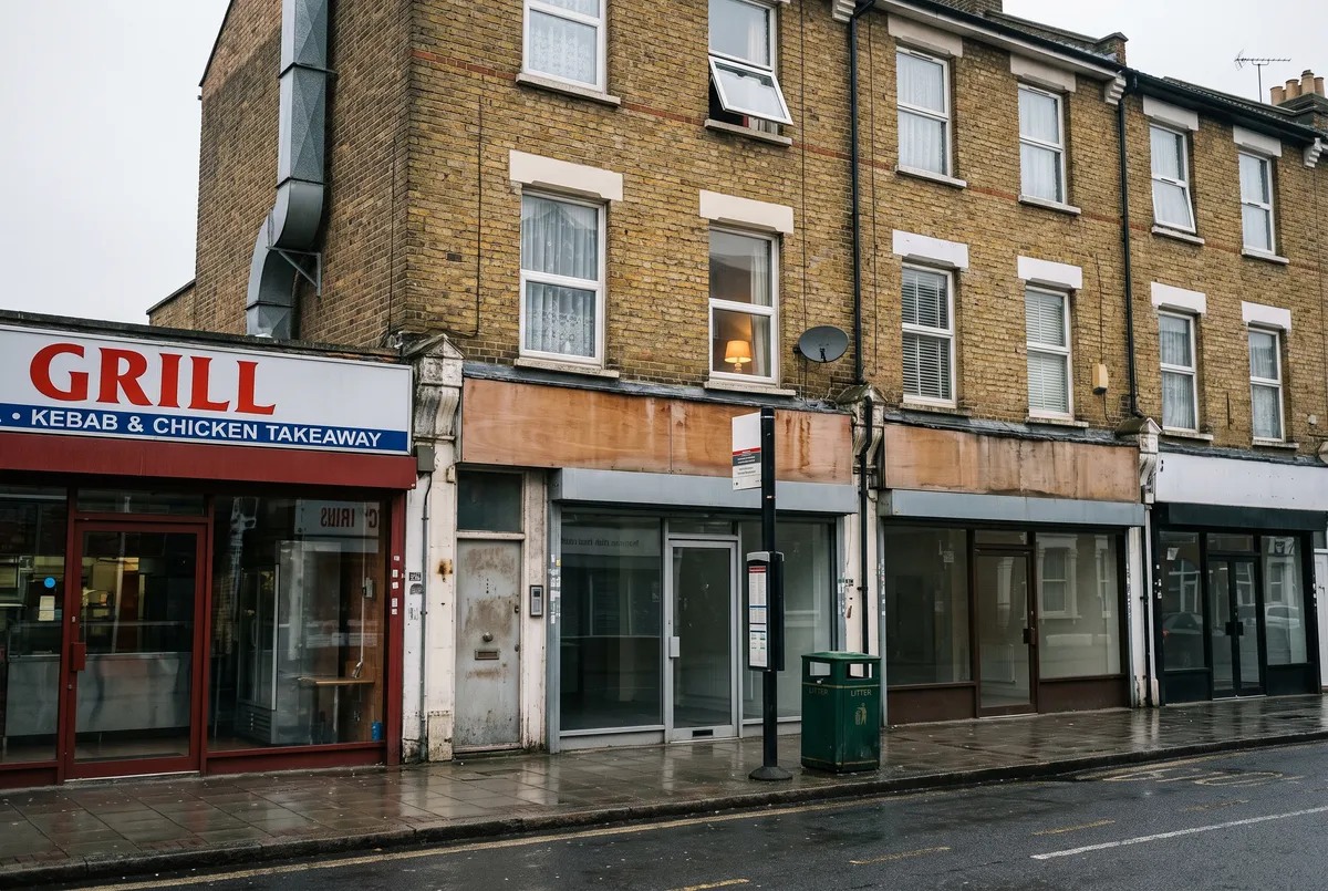 Flats above a takeaway on a London high street