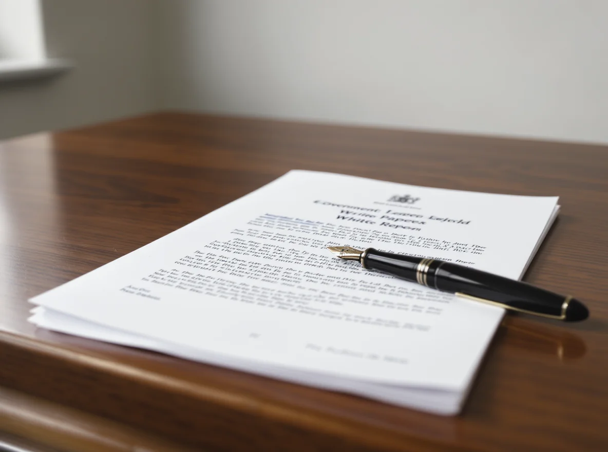 UK government leasehold and freehold reform white paper document on a desk