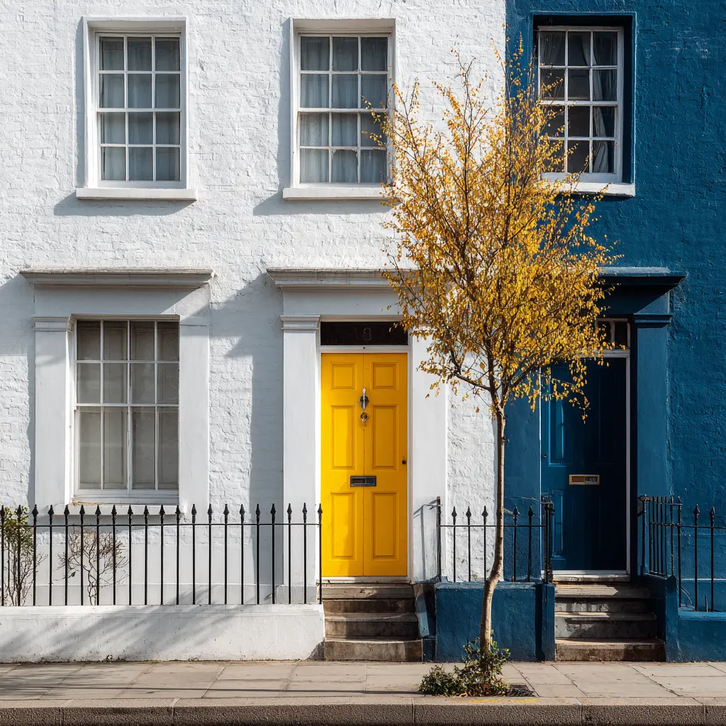 London flat with yellow front door