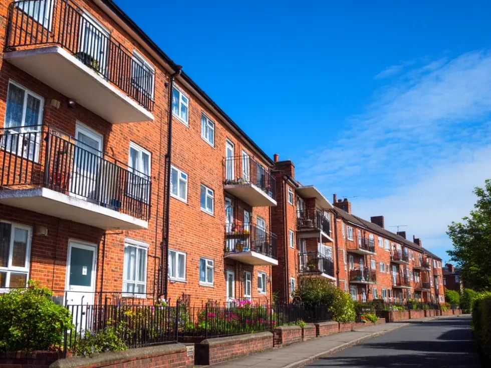 Row of low-rise 3 storey flats