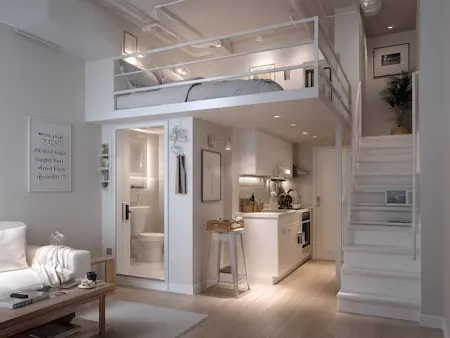 Mezzanine studio flat