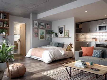 Open plan studio flat