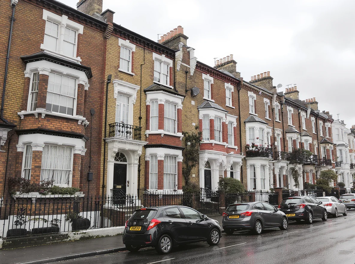 A row of London Victorian terraced houses typical of buy-to-let properties