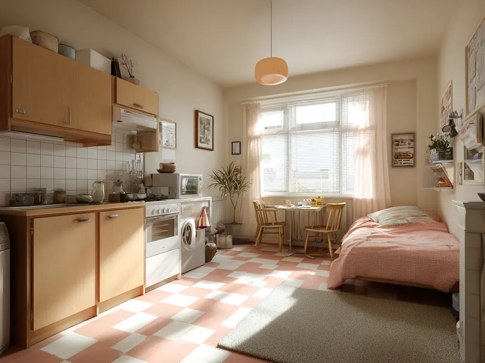 Small studio flat with kitchen