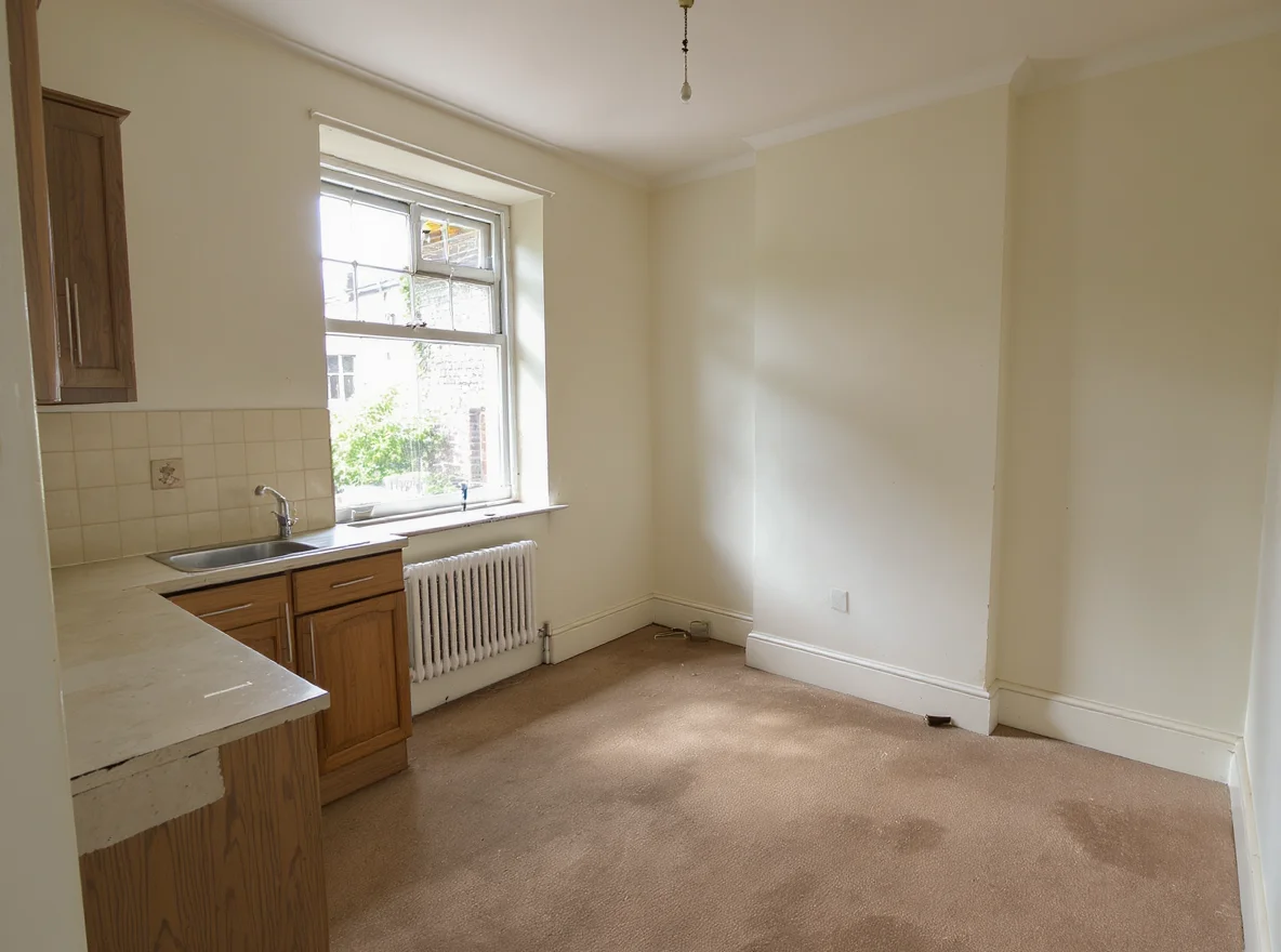 Interior of an unmodernised London flat needing renovation